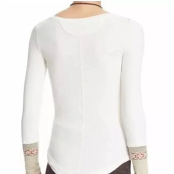 Free People Newbie Rosy Cuff Ski Thermal Top Long Sleeve Fitted Waffle Shirt - Picture 2 of 8